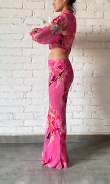 Womens | Quin Viscose Crinkle Chiffon Long Skirt | Pink