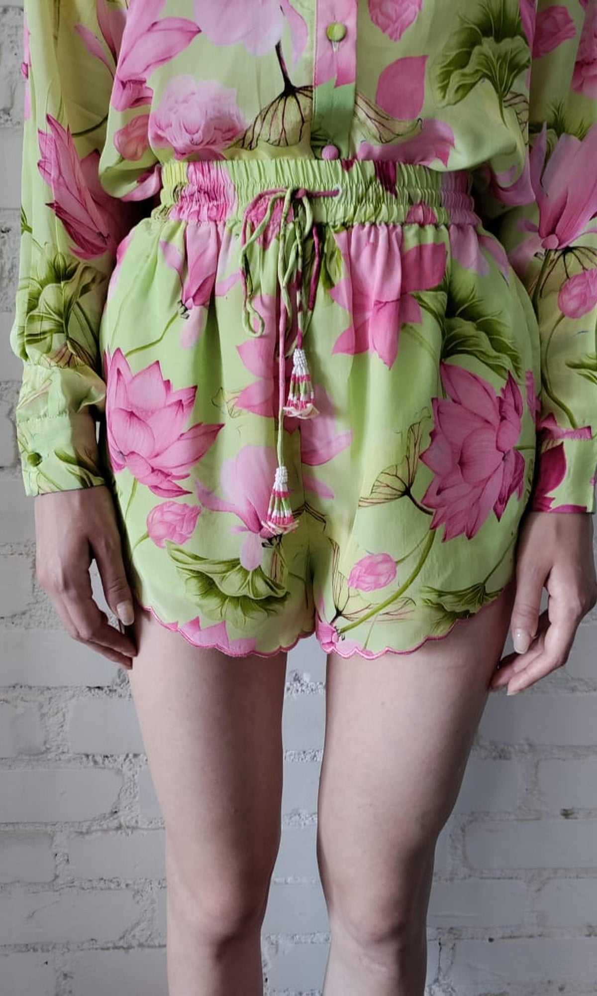Womens | Ren Polyester Crepe Shorts | Green