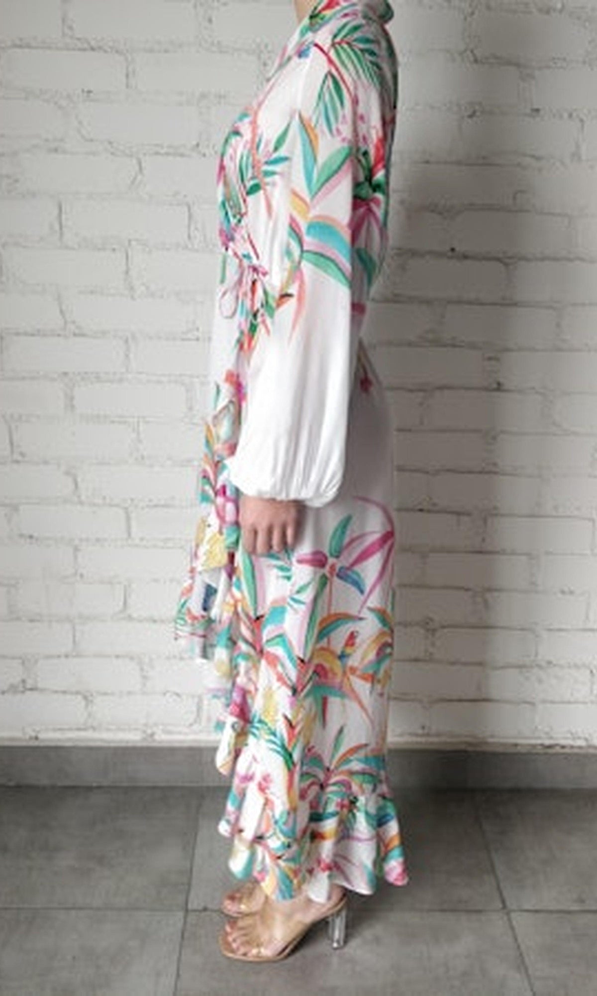 Womens | Rio Polyester Crepe Long Dress | Multicolour