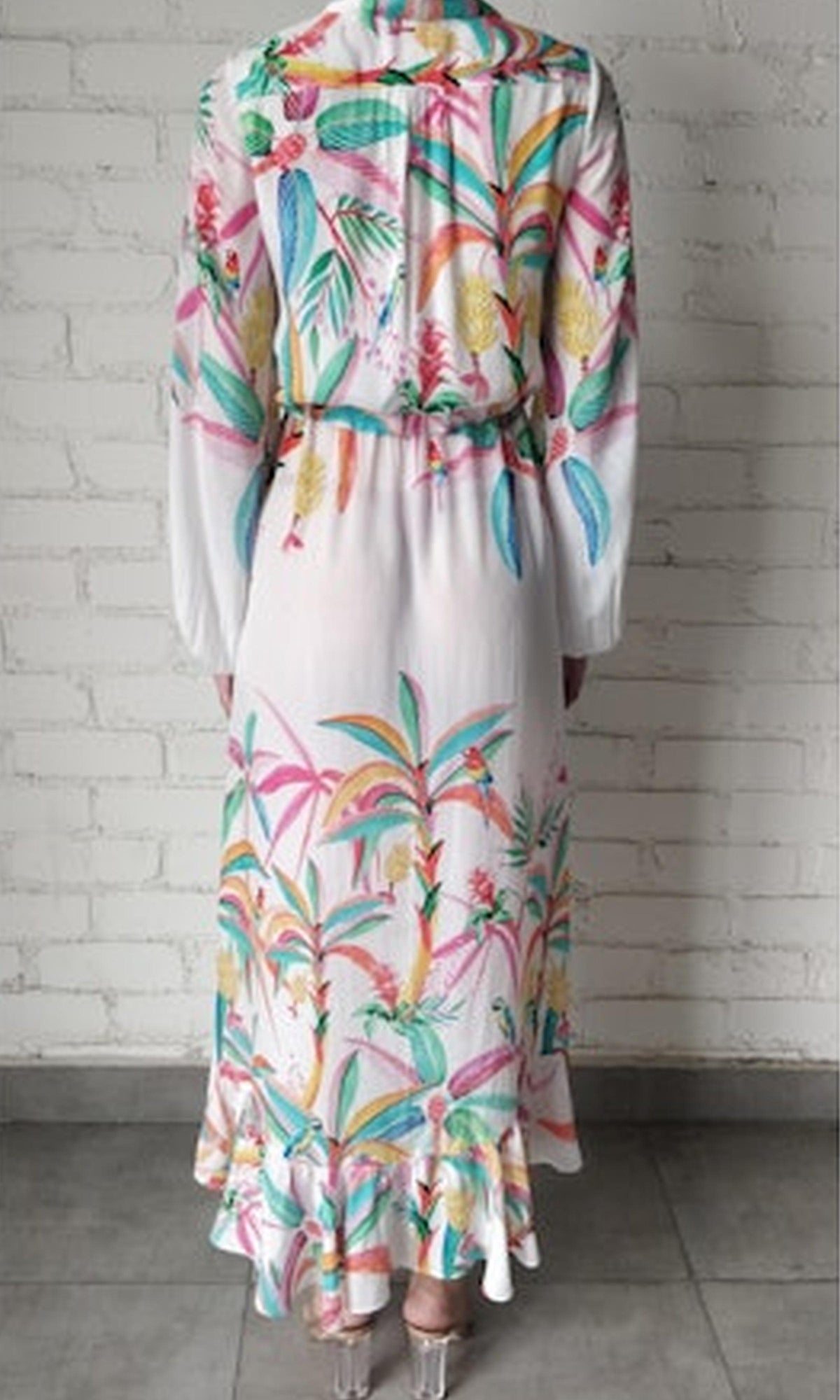 Womens | Rio Polyester Crepe Long Dress | Multicolour