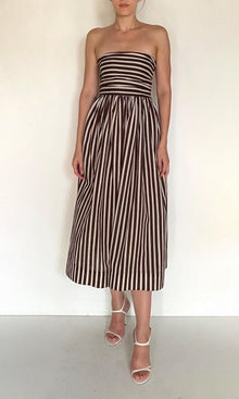 Womens | Riv Linen Cotton Ruched Bodice Midi Dress | Multi