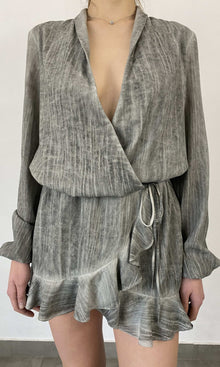 Womens | River Viscose Cotton Georgette Short Dress | Grey