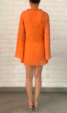 Womens | River Crinkle Rayon Short Dress | Orange