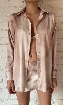 Womens | Ryan Polyester Satin Lycra Shirt | Light Brown