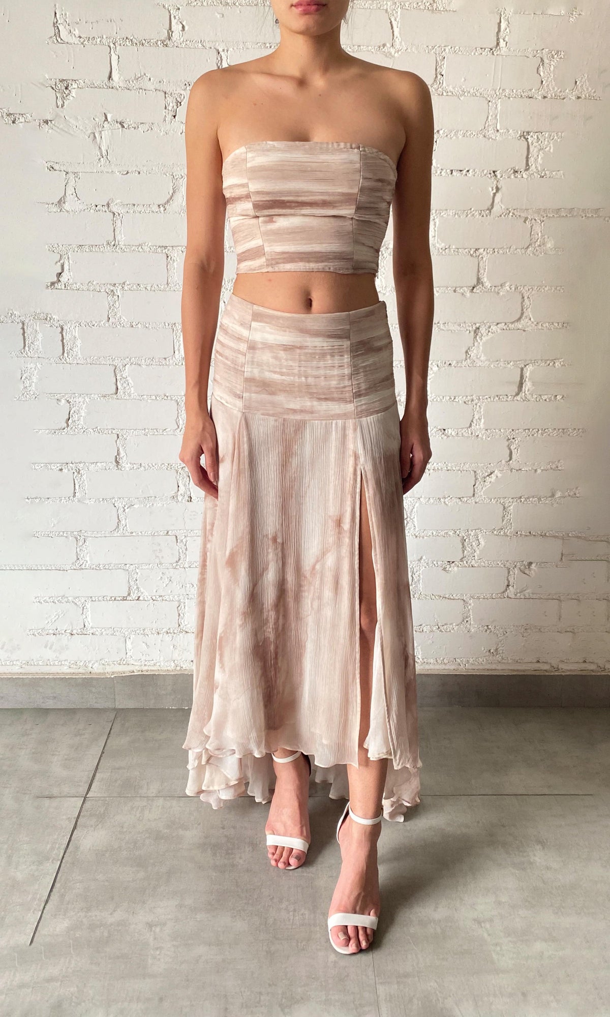 Womens | Ryan Viscose Crinkle Chiffon Ruched Top | Light Brown