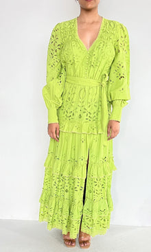 Womens | Sasha Cotton Schiffli Long Dress | Green