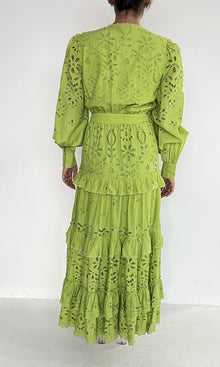 Womens | Sasha Cotton Schiffli Long Dress | Green