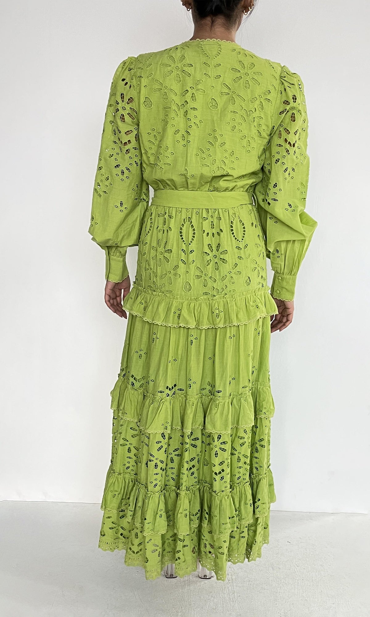 Womens | Sasha Cotton Schiffli Long Dress | Green