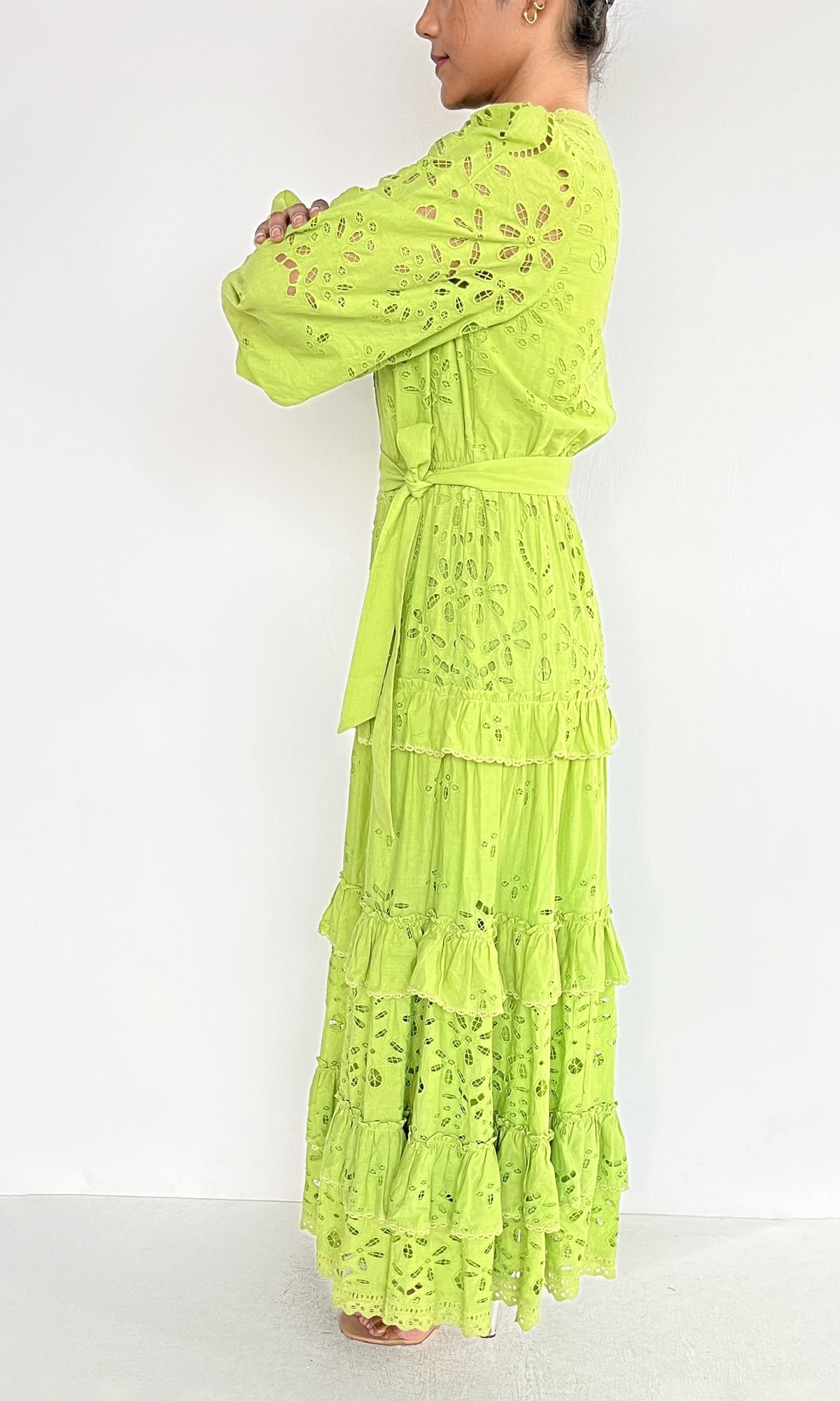 Womens | Sasha Cotton Schiffli Long Dress | Green