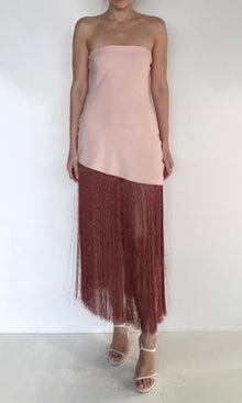 Womens | Shae Viscose Heavy Crepe Fringed Maxi Dress | Pink