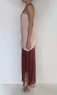 Womens | Shae Viscose Heavy Crepe Fringed Maxi Dress | Pink