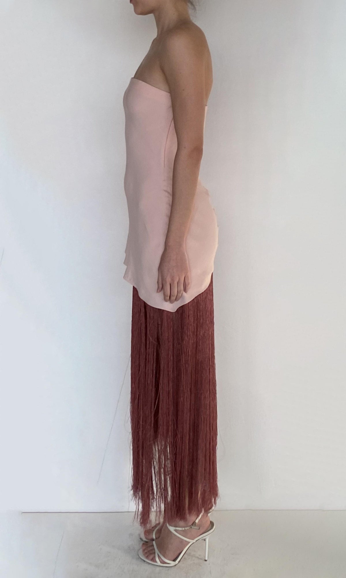 Womens | Shae Viscose Heavy Crepe Fringed Maxi Dress | Pink