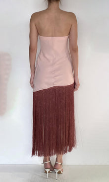 Womens | Shae Viscose Heavy Crepe Fringed Maxi Dress | Pink
