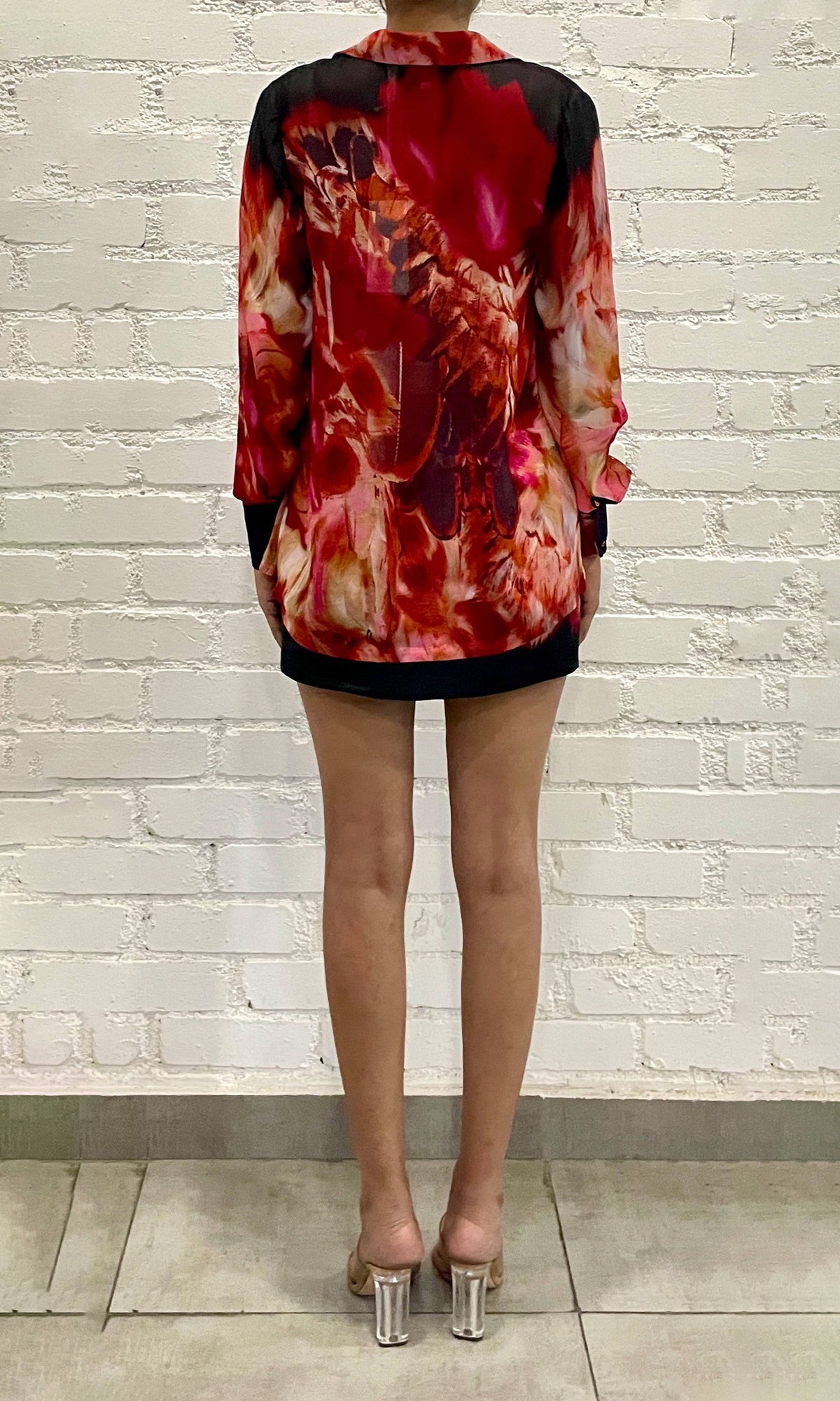 Womens | Shia Viscose Flat Chiffon Shirt | Black Pink Multi