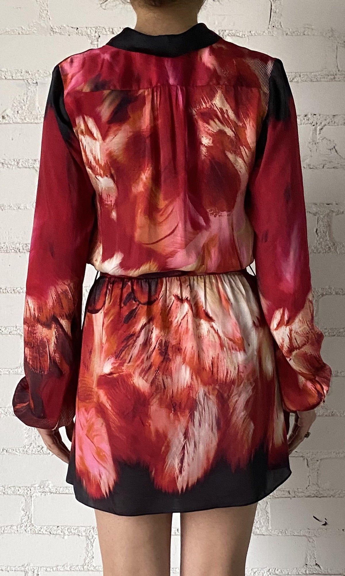 Womens | Shia Viscose Satin Short Dress | Black Pink Multi