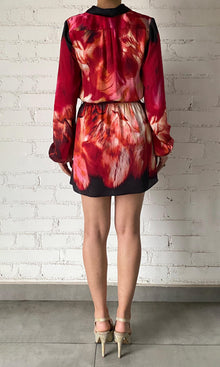 Womens | Shia Viscose Satin Short Dress | Black Pink Multi