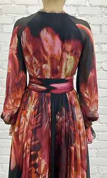 Womens | Shia Viscose Flat Chiffon High Low Maxi Dress | Black Pink Multi