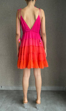 Womens | Skye Viscose Crincle Chiffon Short Dress | Pink