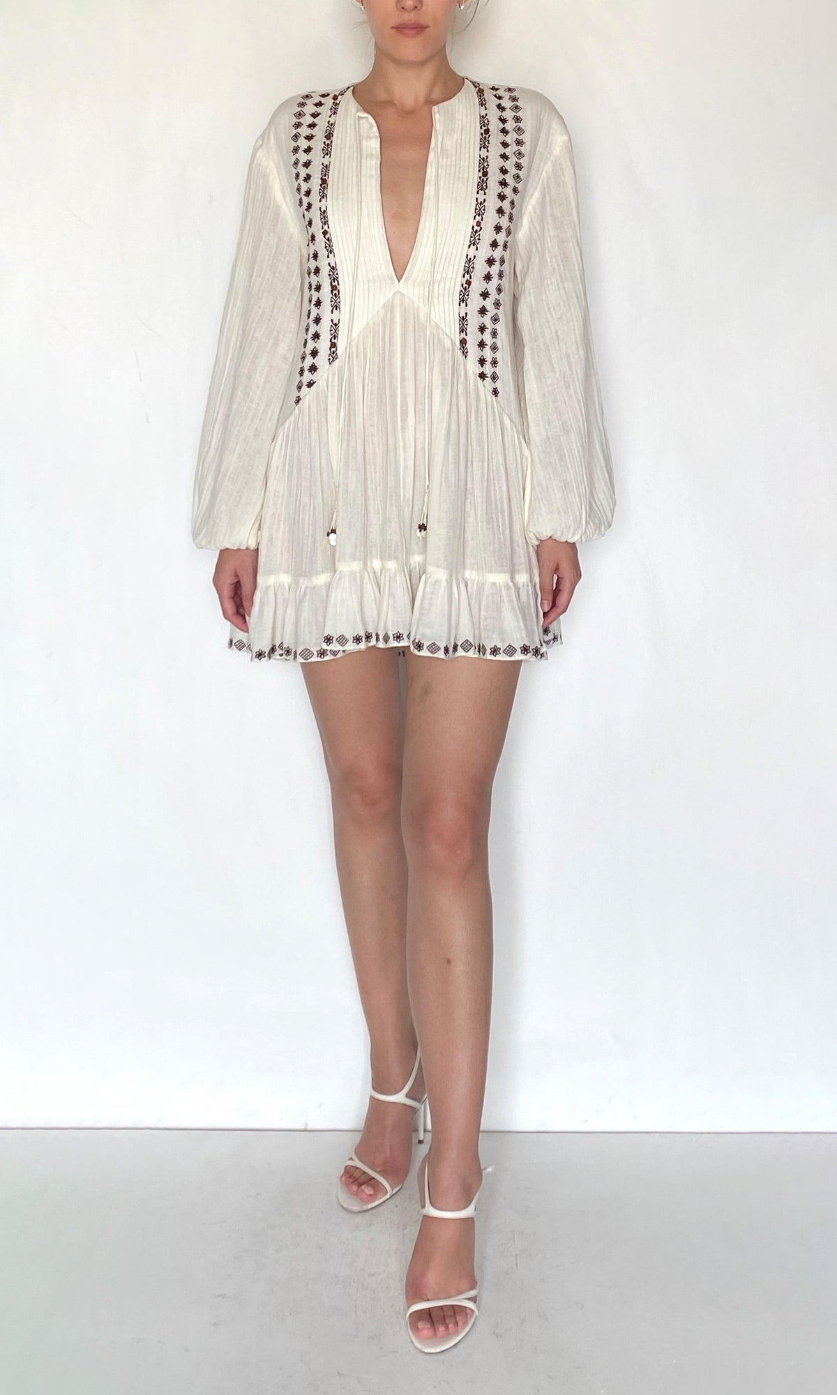 Womens | Taz Double Gauze Pintucks Detail Dress | White