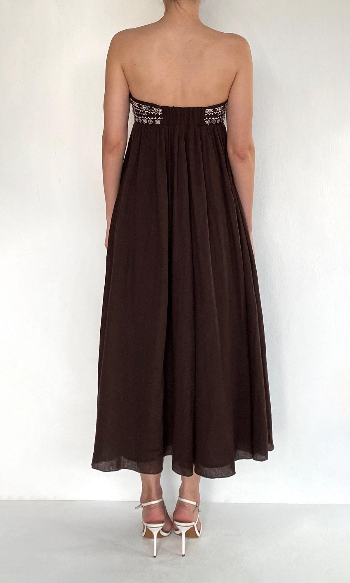Womens | Taz Double Gauze Midi Dress | Brown