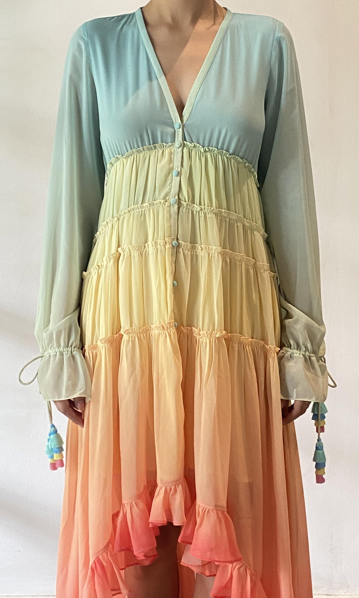 Womens | Zale Viscose Georgette Long Dress | Multicolour