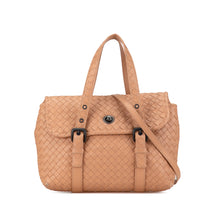 Bottega Veneta | Pre-Owned Intrecciato Flap Satchel | Brown/Nude