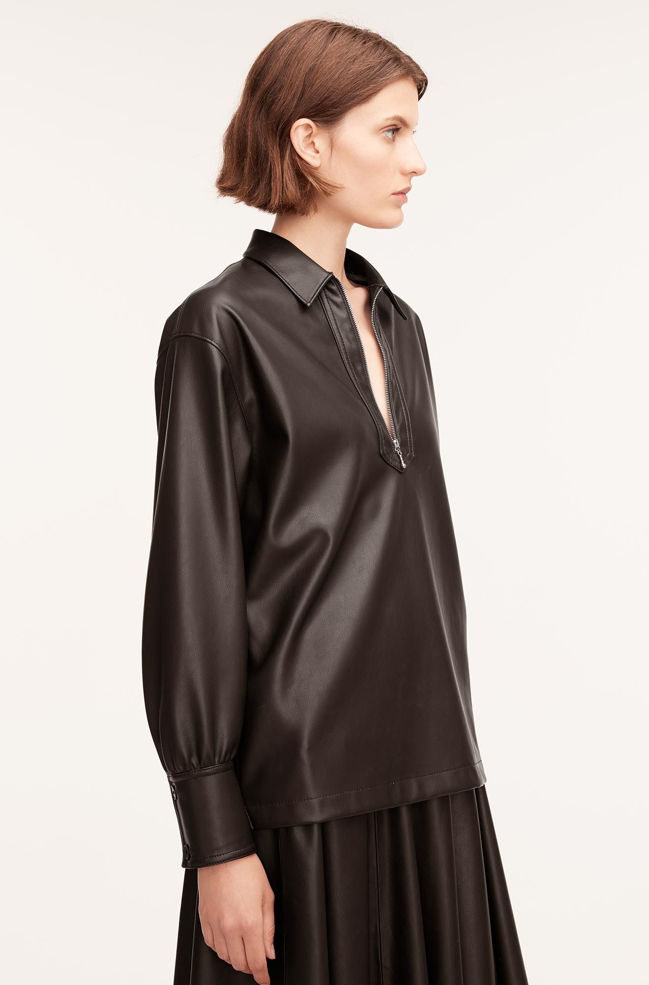 Vegan Leather Pullover | Black
