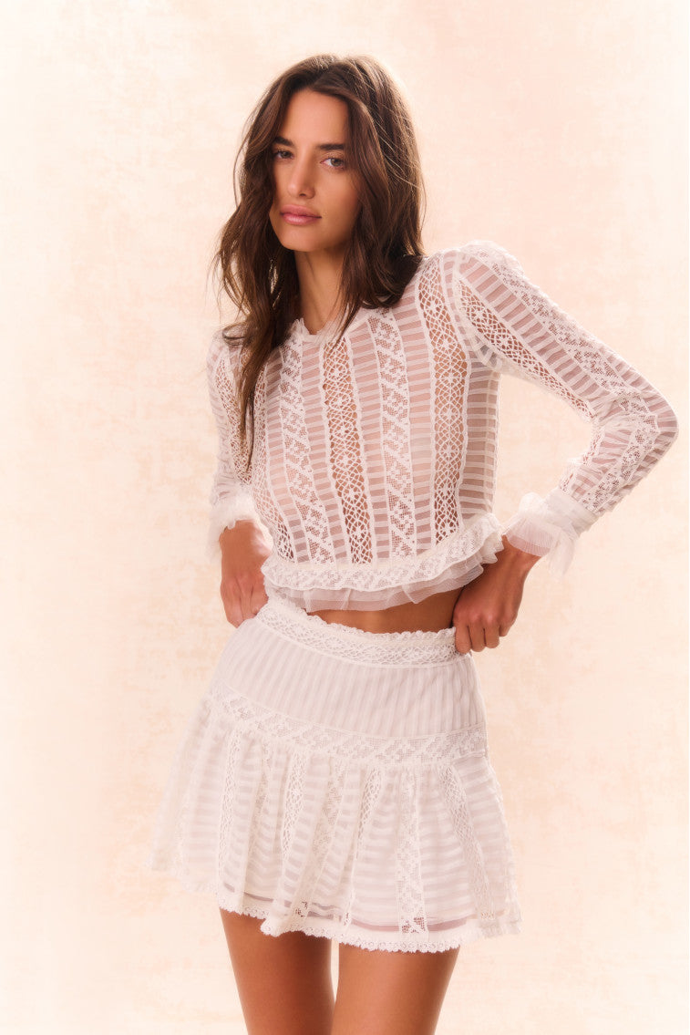 Rubyanne Crochet Lace Mini Skirt | Cream