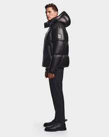 Men | VINCENT X Leather Down Puffer | Black