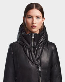 Women | MAIA X Leather Down Parka | Black