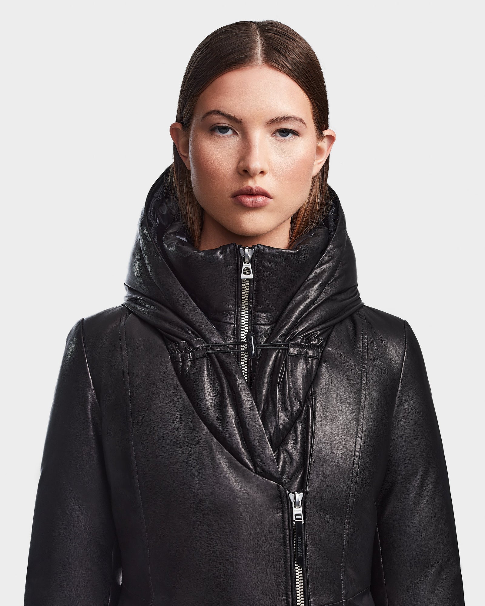 Women | MAIA X Leather Down Parka | Black