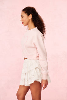 Ruffle Mini Heart Eyelet Lace Skirt | White