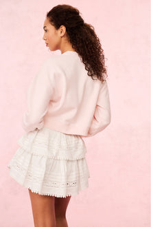 Ruffle Mini Heart Eyelet Lace Skirt | White