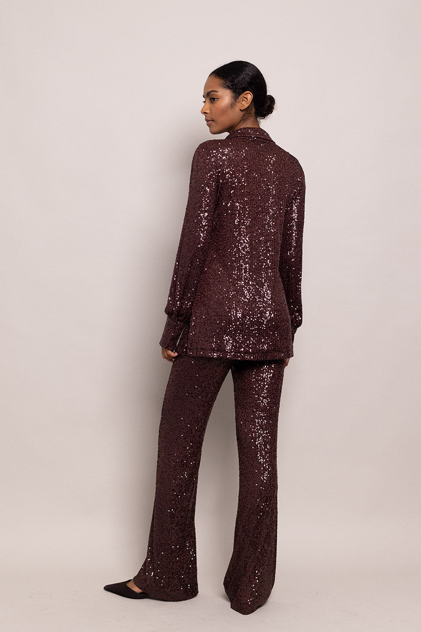 Verona Pant | Rum Raisin Sequin