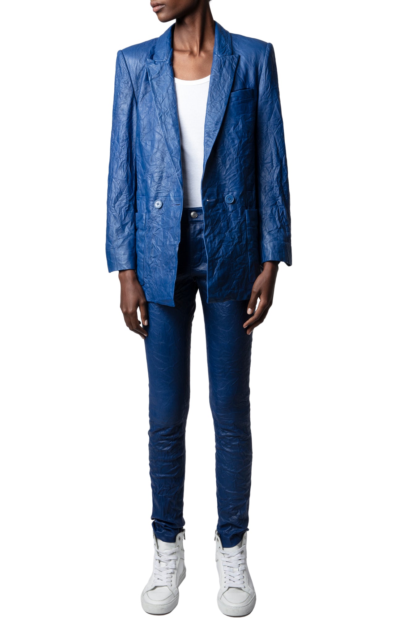 Phlame Creased Leather Pants | Ocean