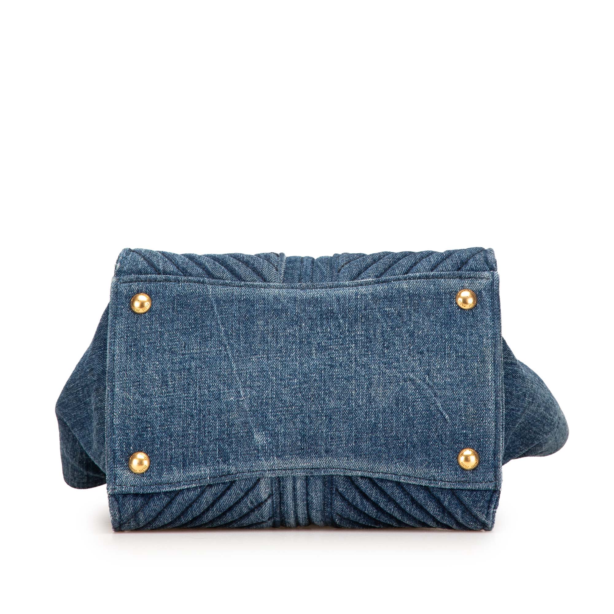 Miu Miu | Pre-Owned Small Matelasse Denim Biker Satchel | Blue/Denim