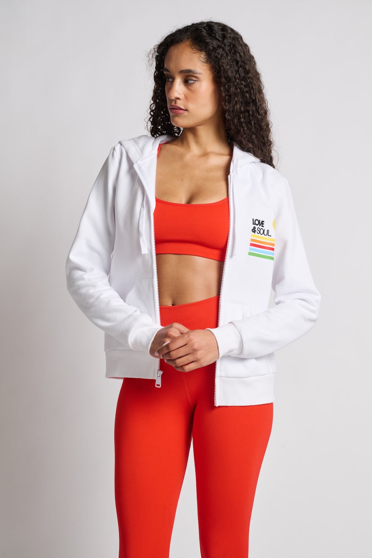 Love & Sports | Rainbow Love & Soul Zip Hoodie | White