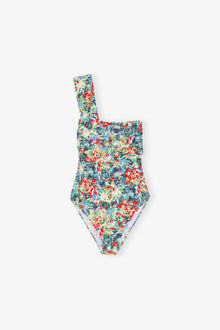 Recycled Printed Gathered Asymmetric Swimsuit | Multicolour
