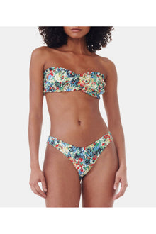 Recycled Printed Ruffle Bandeau Bikini Top | Multicolour