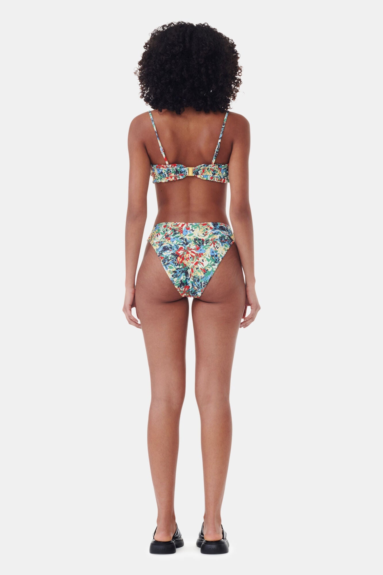 Recycled Printed Ruffle Bandeau Bikini Top | Multicolour