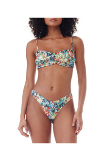 Recycled Printed Ruffle Bandeau Bikini Top | Multicolour
