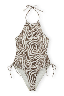 Recycled Printed Tieband Swimsuit | Egret