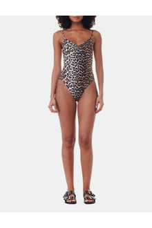 Recycled Printed V neck Swimsuit | Leopard