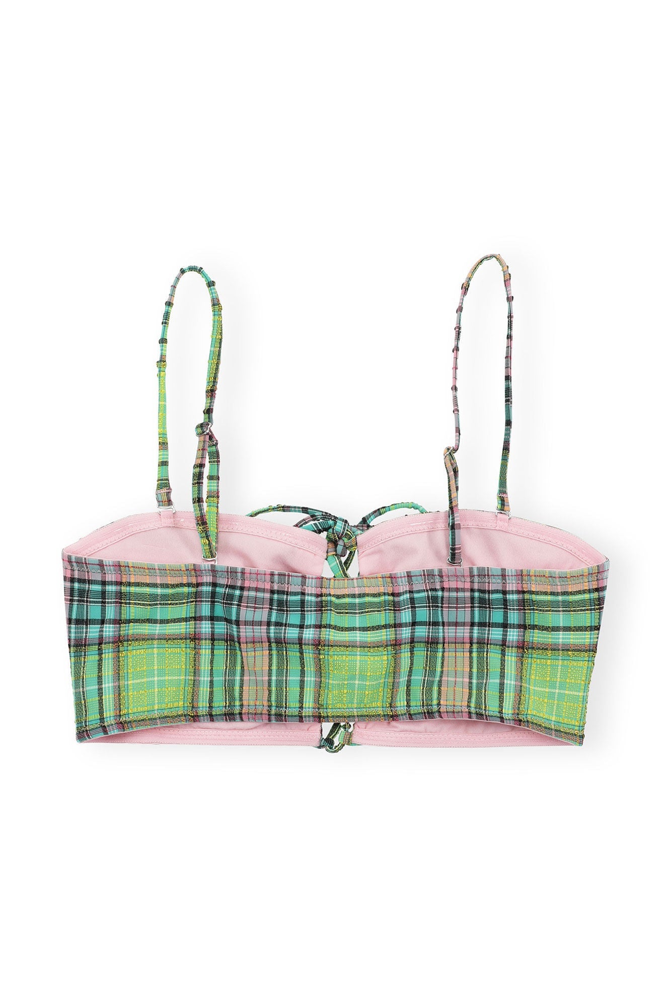 Recycled Seersucker Tie front Bikini Top | Lagoon