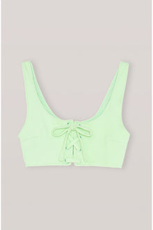 Recycled Textured Lace up Bikini Top | Patina Green