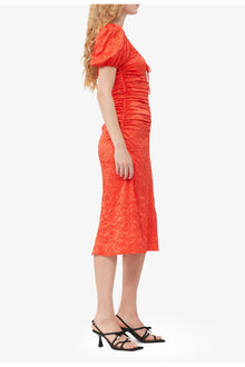 Red Crinkled Satin Midi Dress | Grenadine