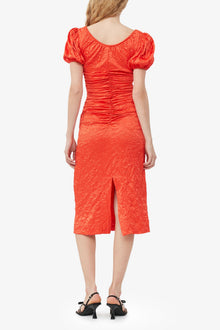 Red Crinkled Satin Midi Dress | Grenadine