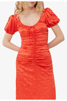 Red Crinkled Satin Midi Dress | Grenadine