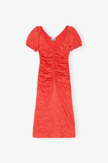 Red Crinkled Satin Midi Dress | Grenadine
