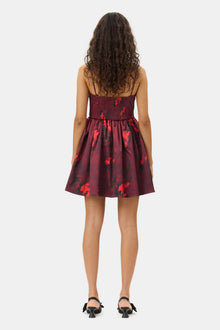 Red Floral Print Satin Strap Mini Dress | Winery